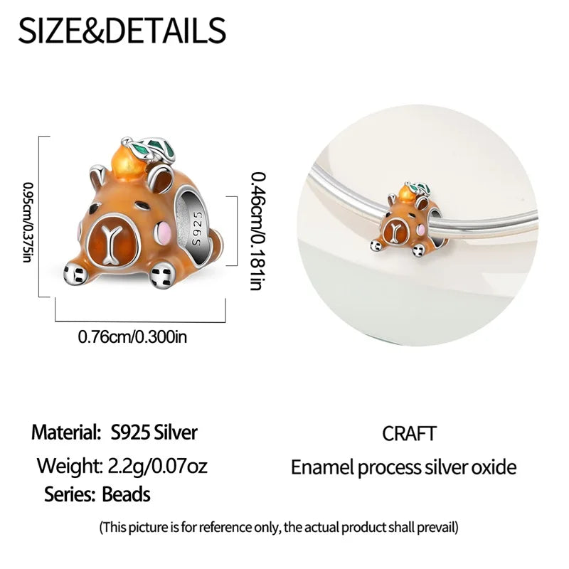Neue Original 925 Sterling Silber Tier Serie Charms Nette Capybara Elefant Katze Anhänger Perlen Fit Armband DIY Schmuck Kennzeichnung
