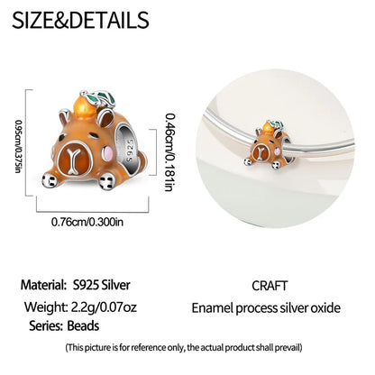 Neue Original 925 Sterling Silber Tier Serie Charms Nette Capybara Elefant Katze Anhänger Perlen Fit Armband DIY Schmuck Kennzeichnung