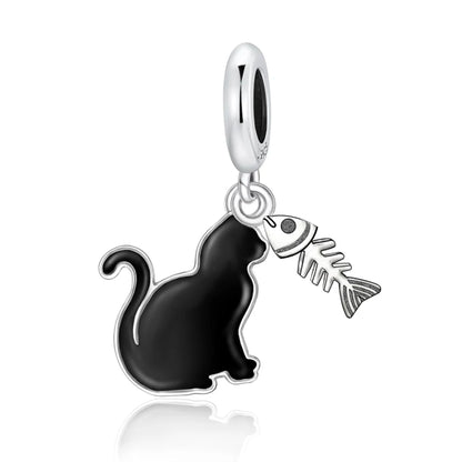 Heißer Verkauf 925er Sterlingsilber, niedliche Panda-Perlen und Pinguin-Anhänger, passend für Schlangenarmband, Boutique-Halskette, schwarzer Anhänger, Geschenk