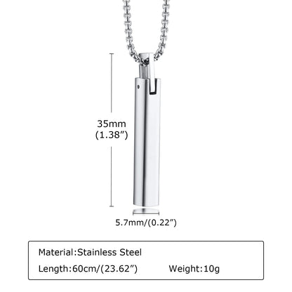 Wasserdichte 3D-Halsketten mit vertikaler Balken für Männer, minimalistischer geometrischer Anhänger aus Edelstahl mit Box-Kette, männlicher Kragenschmuck