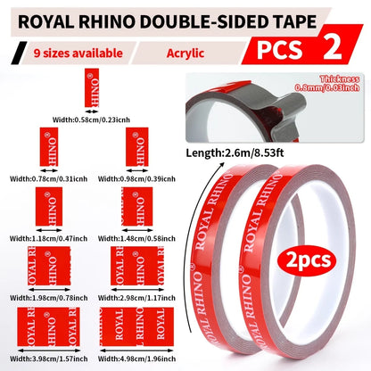 2 Rollen starkes doppelseitiges Klebeband, Acrylschaum-Klebeband, hochviskoses Klebeband, keine Spuren, Wandfixierungsaufkleber für die Auto-, Heim- und Industriebranche