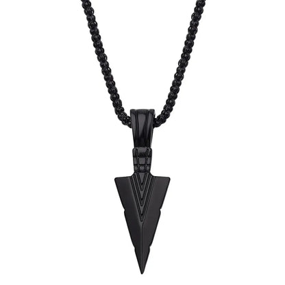 2022 silber Farbe Retro Persönlichkeit Schwarz Dreieck Pfeilspitze Halskette Anhänger Nische Stil Punk Schmuck Party Geschenk Für Männer Und Wo