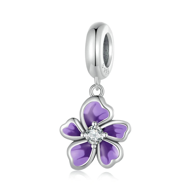 WOSTU Anhänger aus 925er-Sterlingsilber, Liebesherz-Charm, Dackel-Hund, lila Kristall, Lotus-Perlen, passend für Armband, DIY-Halskette, Mädchen-Geschenk
