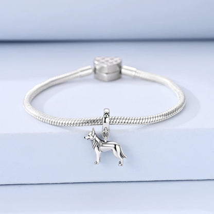 925 Sterling Silber 3D Deutscher Schäferhund Charm Passend für Armband 2026 Jahr des Pferdes Mode Tierschmuck für Frauen Mädchen