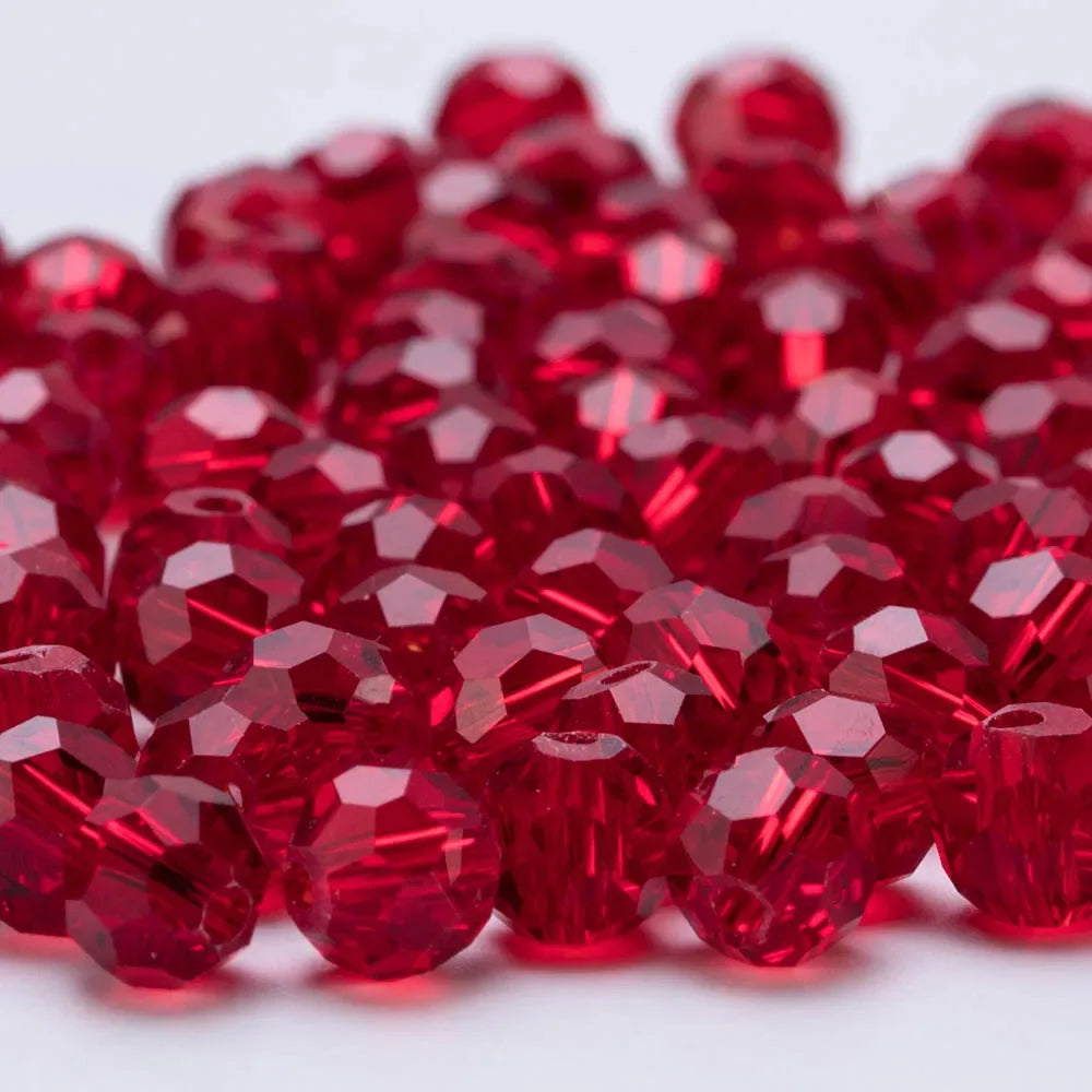 3 4 6 8 MM Rote Tschechische Runde Glaskugel Perlen Für DIY Armband Schmuck Machen Handwerk Zubehör Lose Doppelkegel Kristall Facted Bead