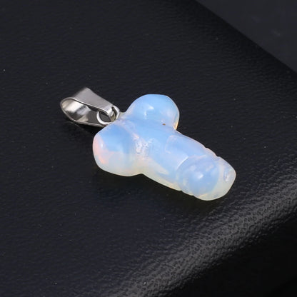 23x16mm Cartoon Schlüssel Opal Rose Quarz Naturstein Anhänger machen DIY Halskette Ohrringe Schmuck Zubehör Geschenk