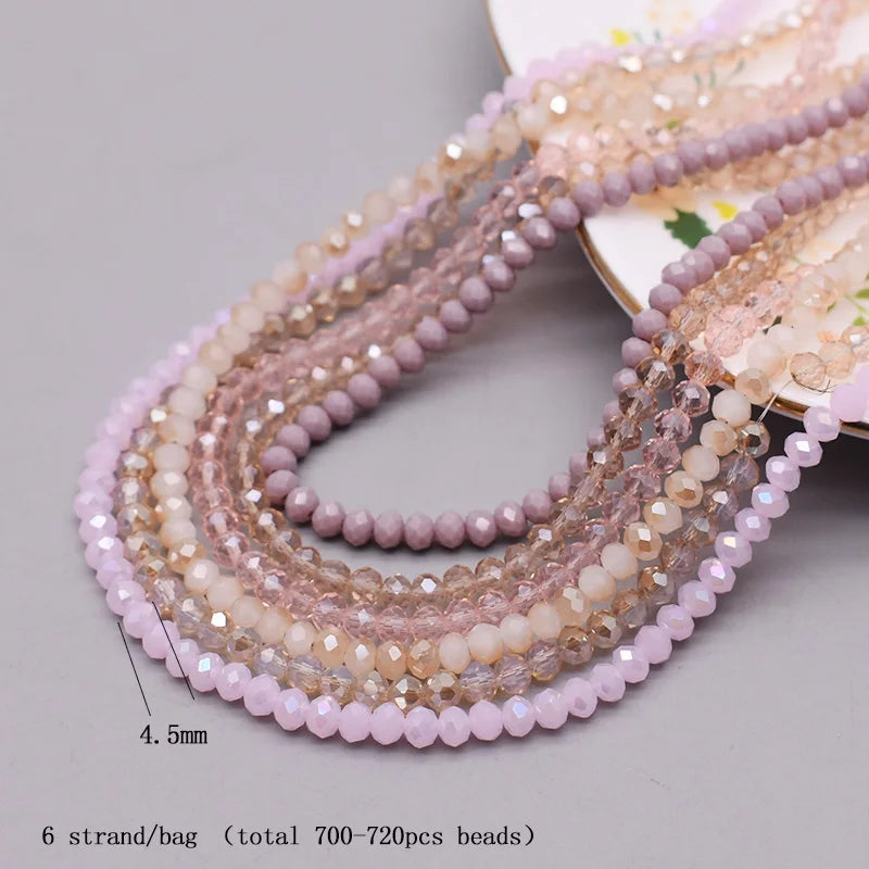 4 mm Farbschema, 6 Stränge/Beutel, Rondelle-Kristallglasperlen, facettierte lose Distanzperlen für Schmuckherstellung, Schmuck, DIY-Halskette