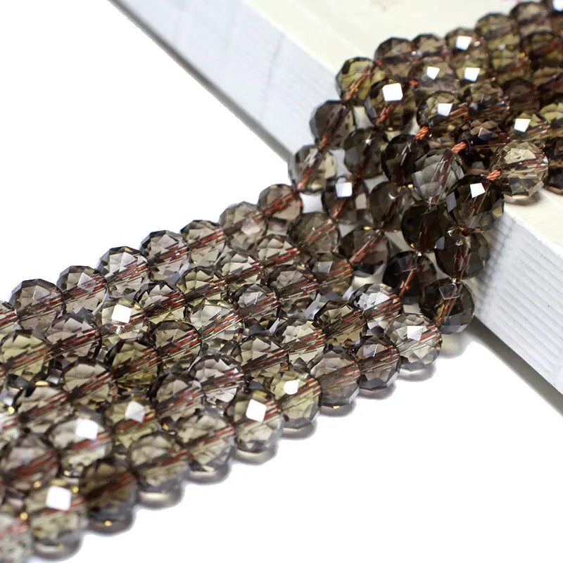 Feiner Naturstein, facettierter Rauchquarz, braun, rund, Edelstein, Abstandsperlen für Schmuckherstellung, DIY-Armband, Halskette, 6/8/10 mm