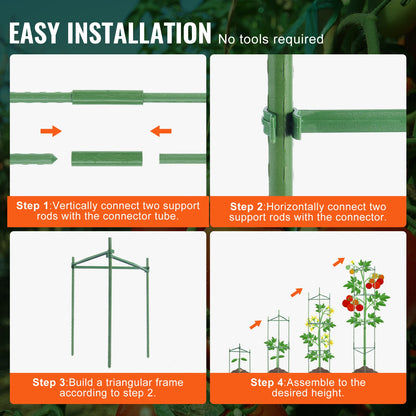 SucceBuy 6er-Pack Tomatenkäfige für Gartenspalier, Pflanzenpfähle, Stütze für Hochbeet, Gemüse, Blumen, Kletterpflanzen