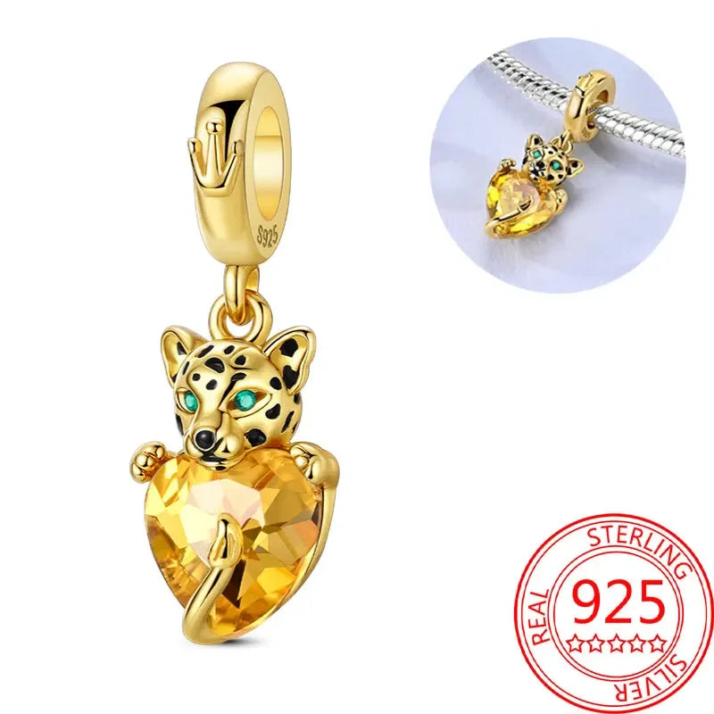 Exquisiter kleiner Affe aus 925er-Sterlingsilber, umarmender roter Herz-Anhänger, passend für Armbänder, Halsketten, Party-Paarung mit handgefertigten Geschenken