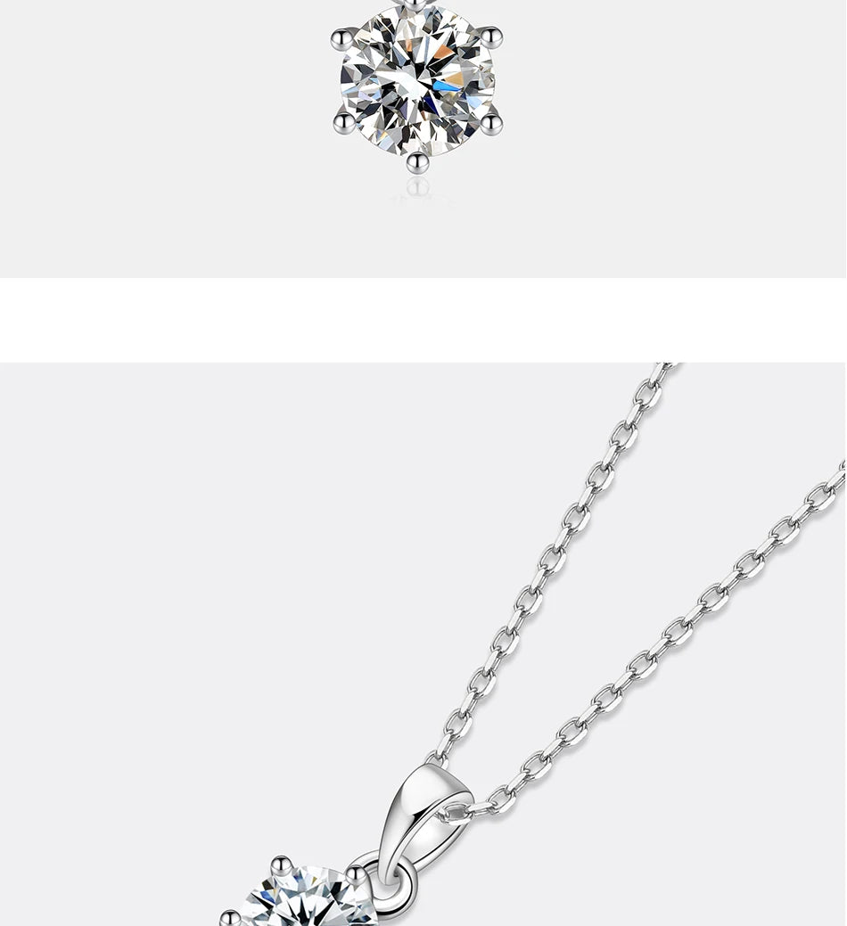 PERFANY 0,5-5CT Moissanit Halskette für Frauen S925 Reines Silber Klassische Sechs Klaue Runde Diamant Anhänger Minimalistischen Hochzeit schmuck