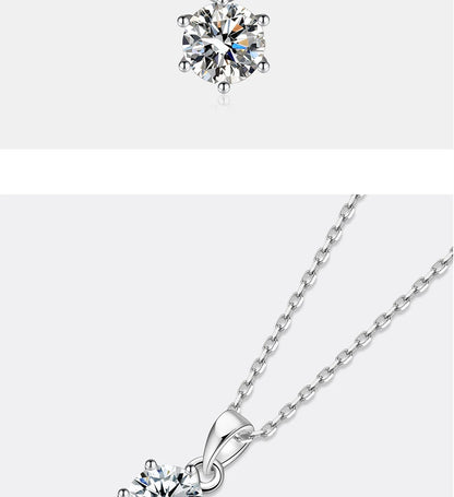PERFANY 0,5-5CT Moissanit Halskette für Frauen S925 Reines Silber Klassische Sechs Klaue Runde Diamant Anhänger Minimalistischen Hochzeit schmuck