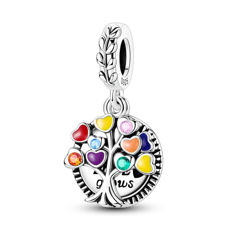Charms aus 925er-Sterlingsilber, Baum des Lebens, Perlen, Kürbiskopf, Liebesherz, baumelnd, passend für Original-Armbänder, Halsketten, DIY-Modeschmuck