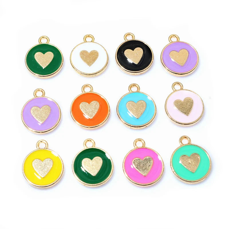 20 Stück Emaille Herz Charms Anhänger doppelseitig 14,5 x 12 mm DIY Schmuckherstellung Zubehör Erkenntnisse für Armband Ohrringe Halskette
