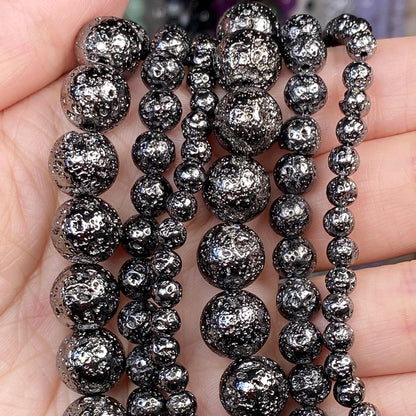 Natürliche Stein Perlen 6 8 10 12mm Schwarz Gold Farbe Linie Achate Runde Perlen Für Schmuck Machen DIY handgemachte Armband Halskette 15''