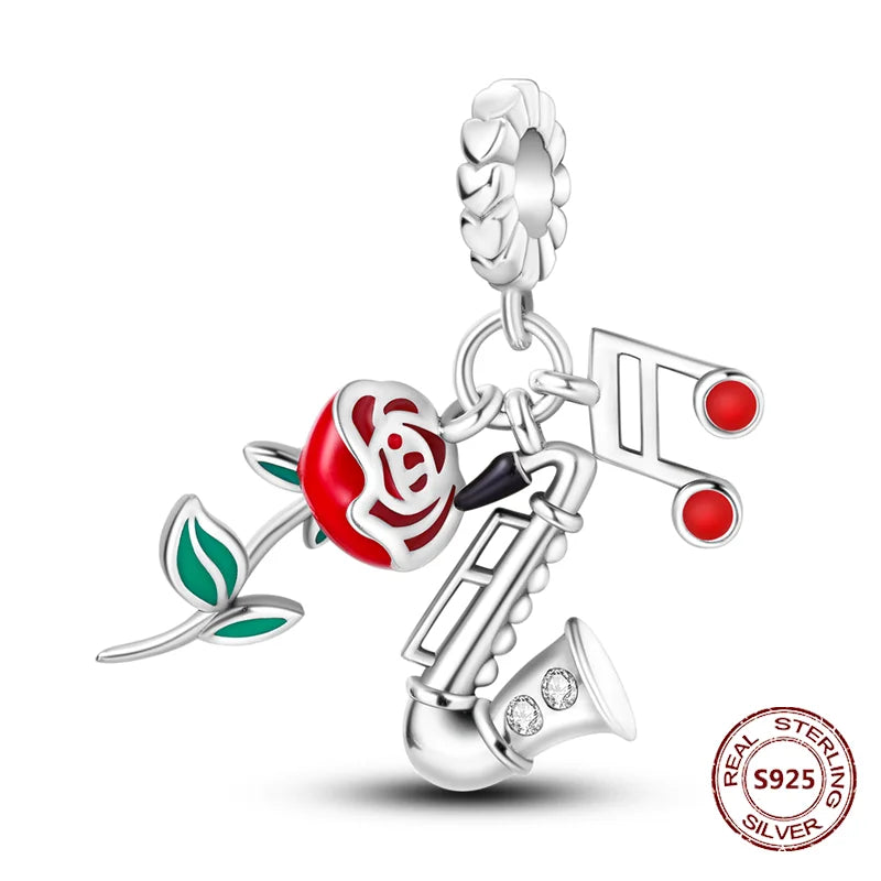 Gelber Sonnenblumen-Charm aus 925er Silber, Original-Zirkon, Kolibri, Einhorn-Charms, passend für Armbänder, DIY-Schmuck für Frauen, Hochzeitsgeschenk