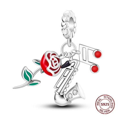 Gelber Sonnenblumen-Charm aus 925er Silber, Original-Zirkon, Kolibri, Einhorn-Charms, passend für Armbänder, DIY-Schmuck für Frauen, Hochzeitsgeschenk
