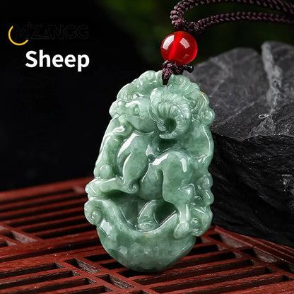 Natürliche eine Ware Jadeit zwölf chinesische Tierkreis Ratte Tiger Anhänger Schmuck hand geschnitzte benutzer definierte Maskottchen Schmuck Jade Halskette Geschenk