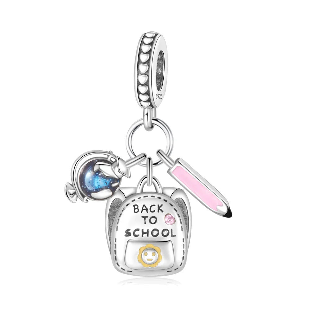 Charm-Anhänger aus 925er-Sterlingsilber mit Oktopusperlen und Stammbaum und Herz, passend für Schlangenarmband, Boutique-Halskette, rosa Anhänger, Geschenk