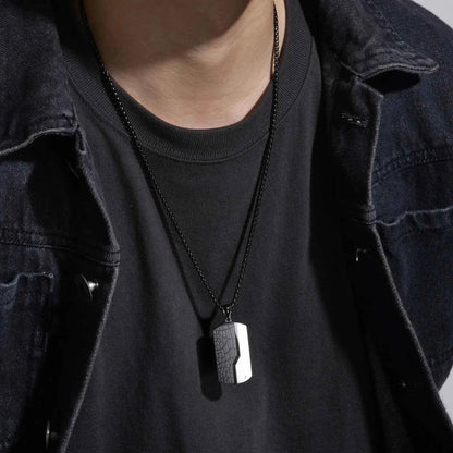 Vnox Herren-Halskette mit Erkennungsmarken-Anhänger aus Edelstahl, geometrische Hundemarken-Halsketten, Geschenk für Ihn, Schmuck