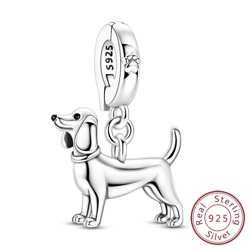 Neue Original Charms Perlen Anhänger 925 Sterling Silber Teddy Pudel Hund Katze Universal Schnalle Charms Fit Armband DIY Schmuck Geschenk