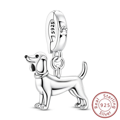 Neue Original Charms Perlen Anhänger 925 Sterling Silber Teddy Pudel Hund Katze Universal Schnalle Charms Fit Armband DIY Schmuck Geschenk