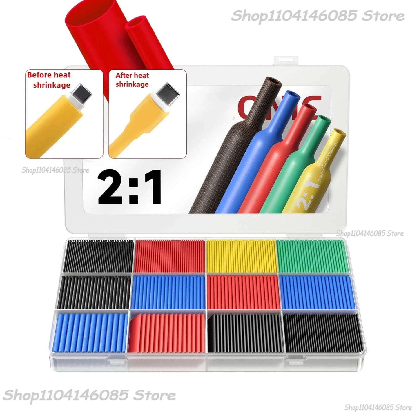 Schrumpfschlauch-Set, Draht, elektrischer Anschluss, Drahtwickel, Kabelschutz, thermobeständiger Schlauch, Verpackungsisolierung