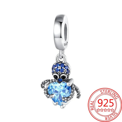 Exquisiter kleiner Affe aus 925er-Sterlingsilber, umarmender roter Herz-Anhänger, passend für Armbänder, Halsketten, Party-Paarung mit handgefertigten Geschenken