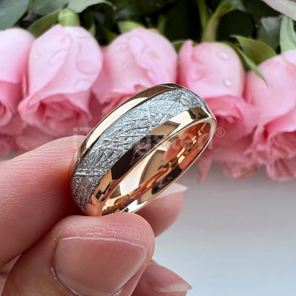 iTungsten 6/8mm Männer Frauen Helle Verlobung Hochzeit Band Wolfram Meteorit Ring Modeschmuck I Love You Graviert