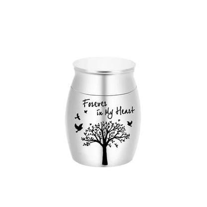 Kleine Andenkenurne in 7 Farben für menschliche Asche, Baum des Lebens, Feuerbestattungsurnen, Mini-Urnen, perfekter Gedenk-Aschenhalter aus Aluminiumlegierung