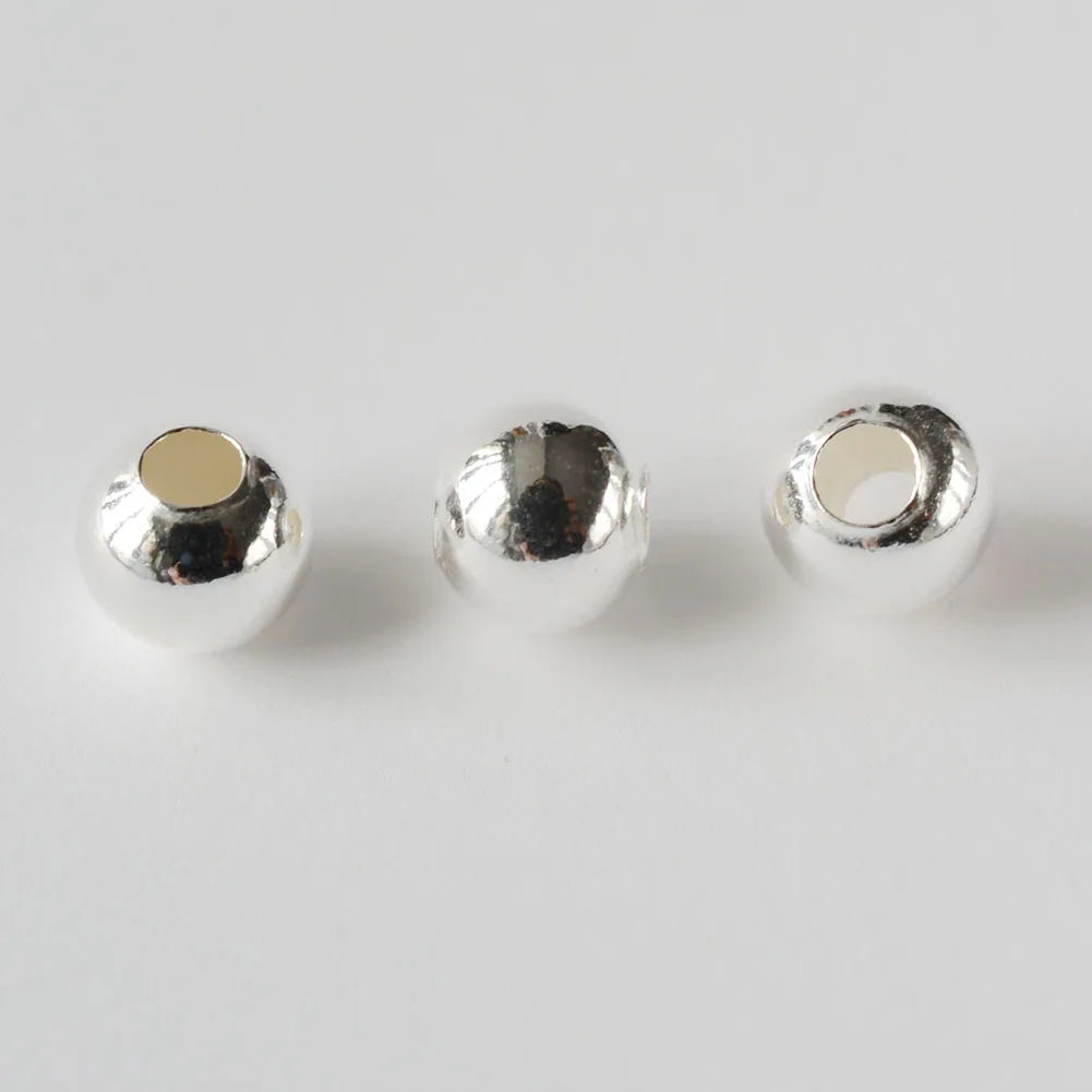 Massive Perlen aus 925er-Sterlingsilber, nahtlos, rund, lose Abstandshalter, Schmuck-DIY-Ergebnisse