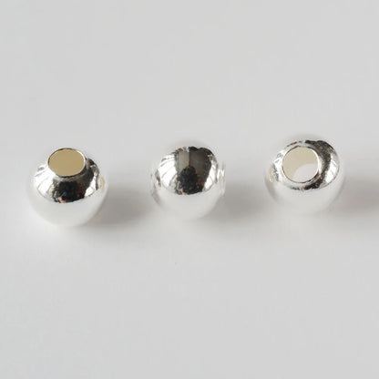 Massive Perlen aus 925er-Sterlingsilber, nahtlos, rund, lose Abstandshalter, Schmuck-DIY-Ergebnisse