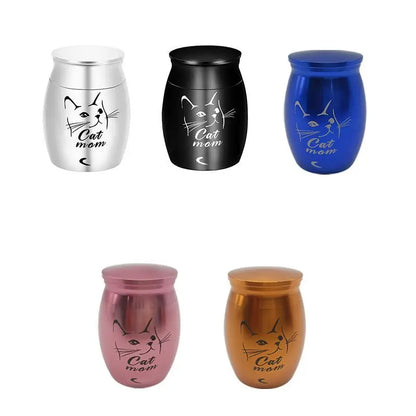 Stainless Steel Pet Urns, Small Face Print, Memorial Urn, Dog and Cat Ash Holder, Urn for Human Pet Ashes, Blue/Black