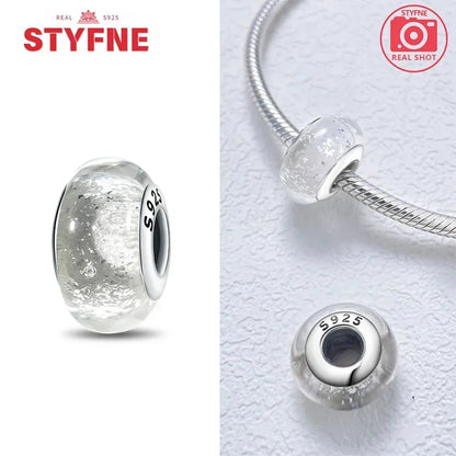 Echtes Sterlingsilber 925, Blumen-Charms, Glas, neue Original-Perle, bunt, Murano, passend für Original-Armbänder, DIY für Frauen, Schmuck, Geschenke