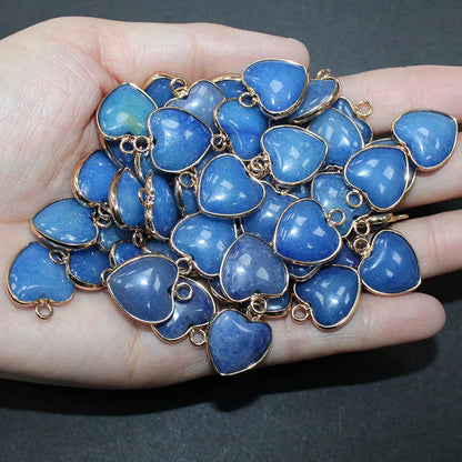 10 Stück Liebe Naturstein Amethyst Tigerauge Rosa Kristall Mischfarbe Stein Herz Anhänger für DIY Schmuck Halskette Exquisites Geschenk