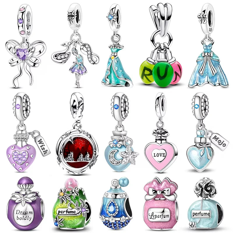 Edle Serie 925er Silber Parfüm-Bogen-Designs, Charm-Perlen, Anhänger, baumelnd, passend für Original-Armreif, Charm-Armband, DIY-Frauenschmuck