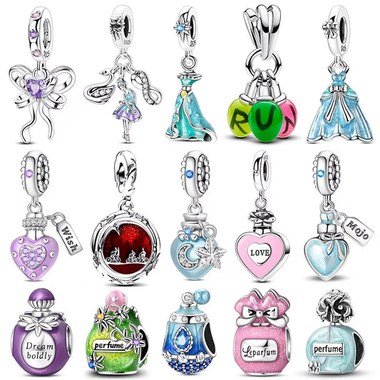 Edle Serie 925er Silber Parfüm-Bogen-Designs, Charm-Perlen, Anhänger, baumelnd, passend für Original-Armreif, Charm-Armband, DIY-Frauenschmuck