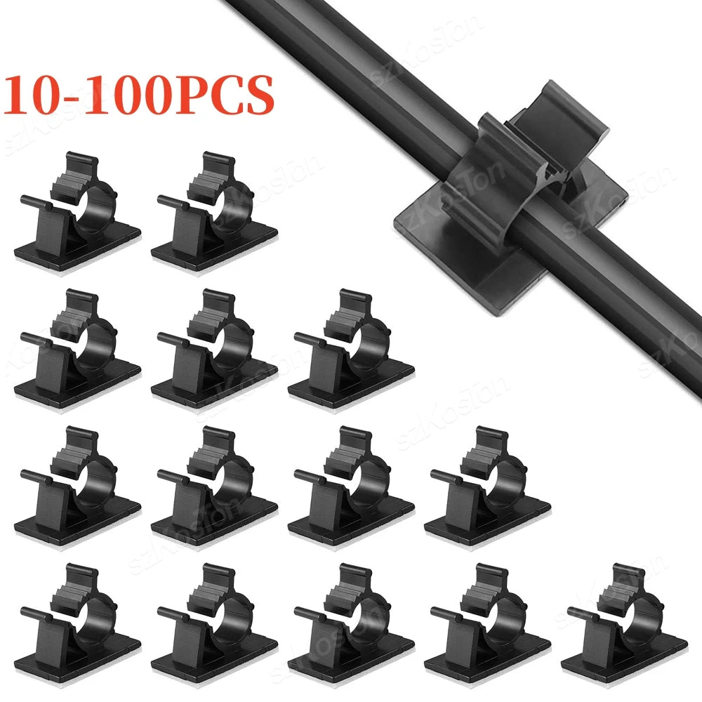 100/10PCS Kabel Organizer Selbstklebende Kabel Clips Tisch Kabel Management Klemme Einstellbare Kabel Halter TV Lade Draht wickler