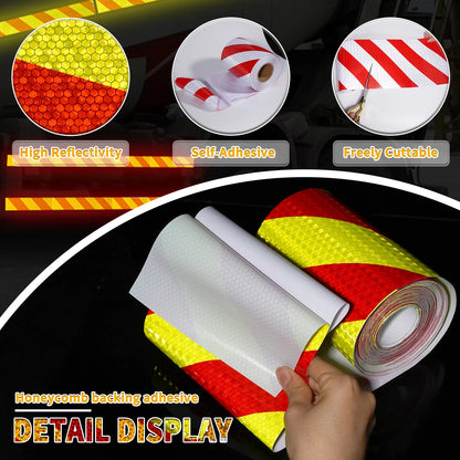 15 cm breites diagonales PVC-Reflektorband, selbstklebendes, wasserdichtes Sicherheitswarnband, Identifikationsband für LKW, Motorrad, Fahrrad, Auto