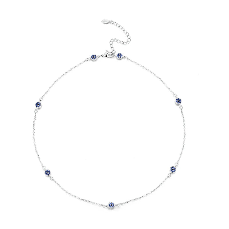 925 Sterling Silber blau Teufel Augen Palme Original Halskette Einhorn überlappen runde funkelnde Anhänger für Frauen Luxus Schmuck Geschenk