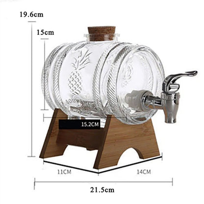 1L Glas Whisky Barrel Wein Barrel Chopp Brummstimme Bier Flasche Obst Wein Aging Alkohol Honig Lagerung Container Mit Basis Wasserhahn