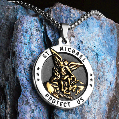 Bow Angel St. Michael Men Necklaces Stainless Steel Pendant Chain Powerful Strong Amulet Vintage Cool Women Jewelry Gifts Wholesale
