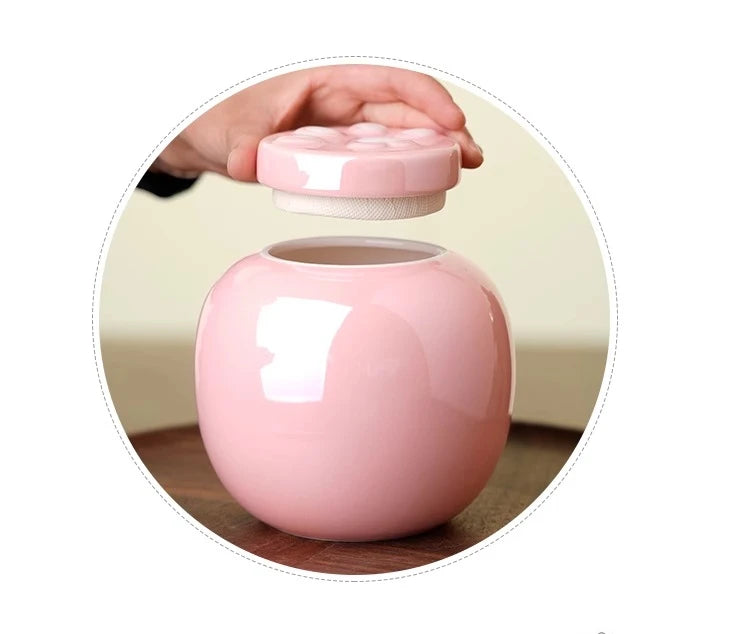 1 Piece Pink Ceramic Urn with Claw Print for Ashes, Small Cat and Dog Ceramic Ash Storage Jar, Pink Pet Hair Jar, Pet Funeral Supplies
