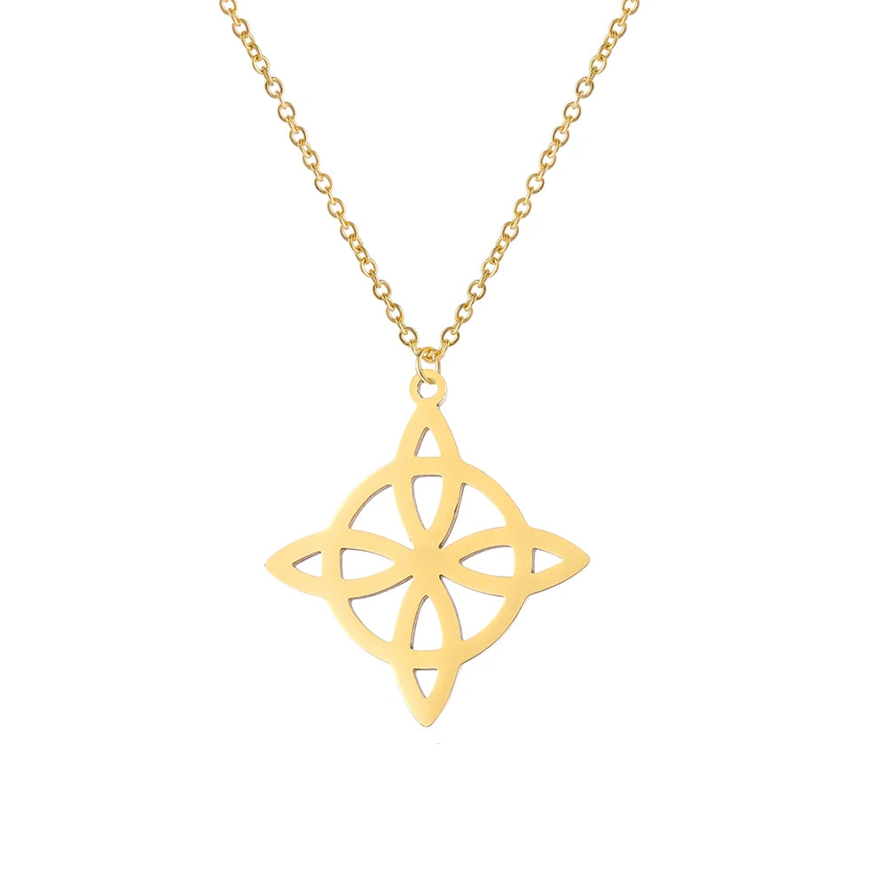 YILUOCD Vintage Hexenknoten Anhänger Halsketten Hexerei Wicca Schutz Amulett Schmuck Silber Farbe Celtics Talisman