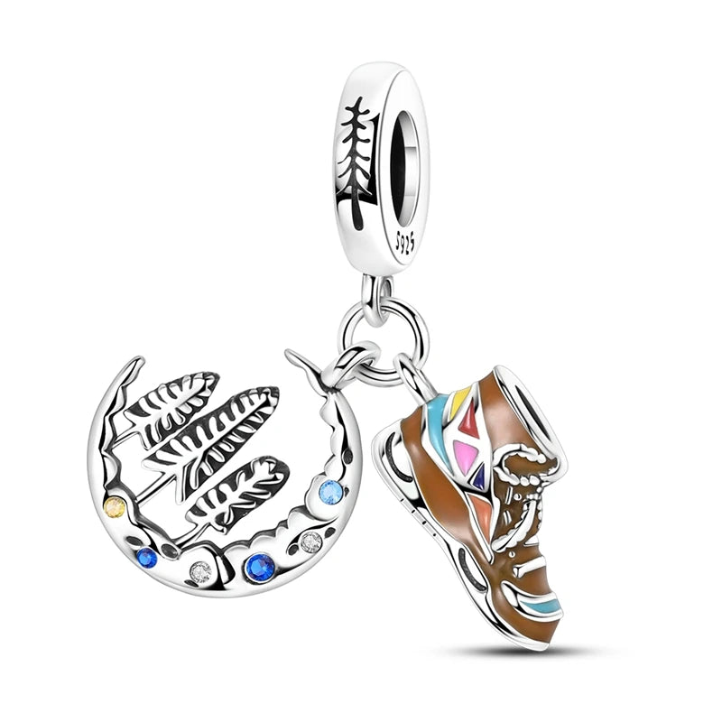 Klassische rote High Heels und goldene Turnschuhe aus 925er-Sterlingsilber, Fußball-Trophäe, baumelnder Charm, passend für Armbänder, Boutique-Schuhserie, Geschenke