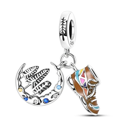 Klassische rote High Heels und goldene Turnschuhe aus 925er-Sterlingsilber, Fußball-Trophäe, baumelnder Charm, passend für Armbänder, Boutique-Schuhserie, Geschenke