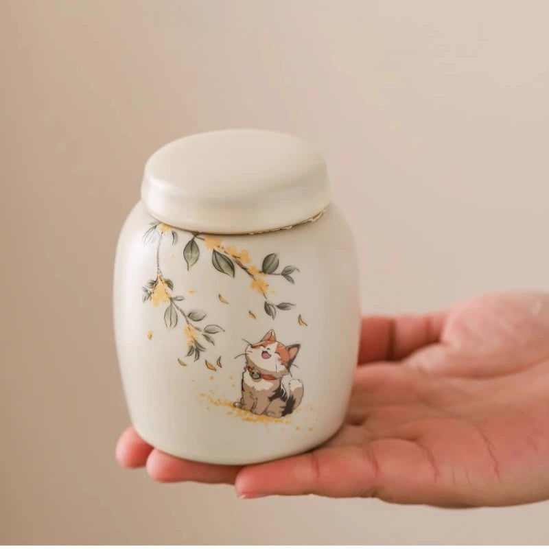7 x 8.5 cm Ceramic Urns for Human Ashes, Small Seal, Pet Memorial, High-Quality Funeral Accessories