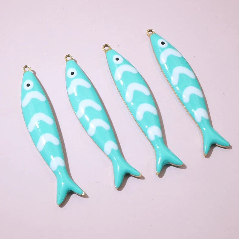 10 Stück 40x8mm Edelstahl Emaille Fisch Charms Anhänger DIY Schmuck Making Zubehör Erkenntnisse für Halsketten Ohrringe Armbänder