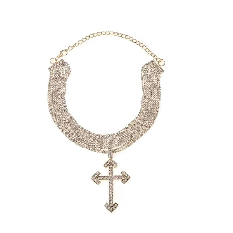 Glänzende voller Strass lange Kette Halsband Aussage Halskette für Frauen Modeschmuck atemberaubende Halskette Zubehör
