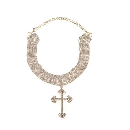 Glänzende voller Strass lange Kette Halsband Aussage Halskette für Frauen Modeschmuck atemberaubende Halskette Zubehör